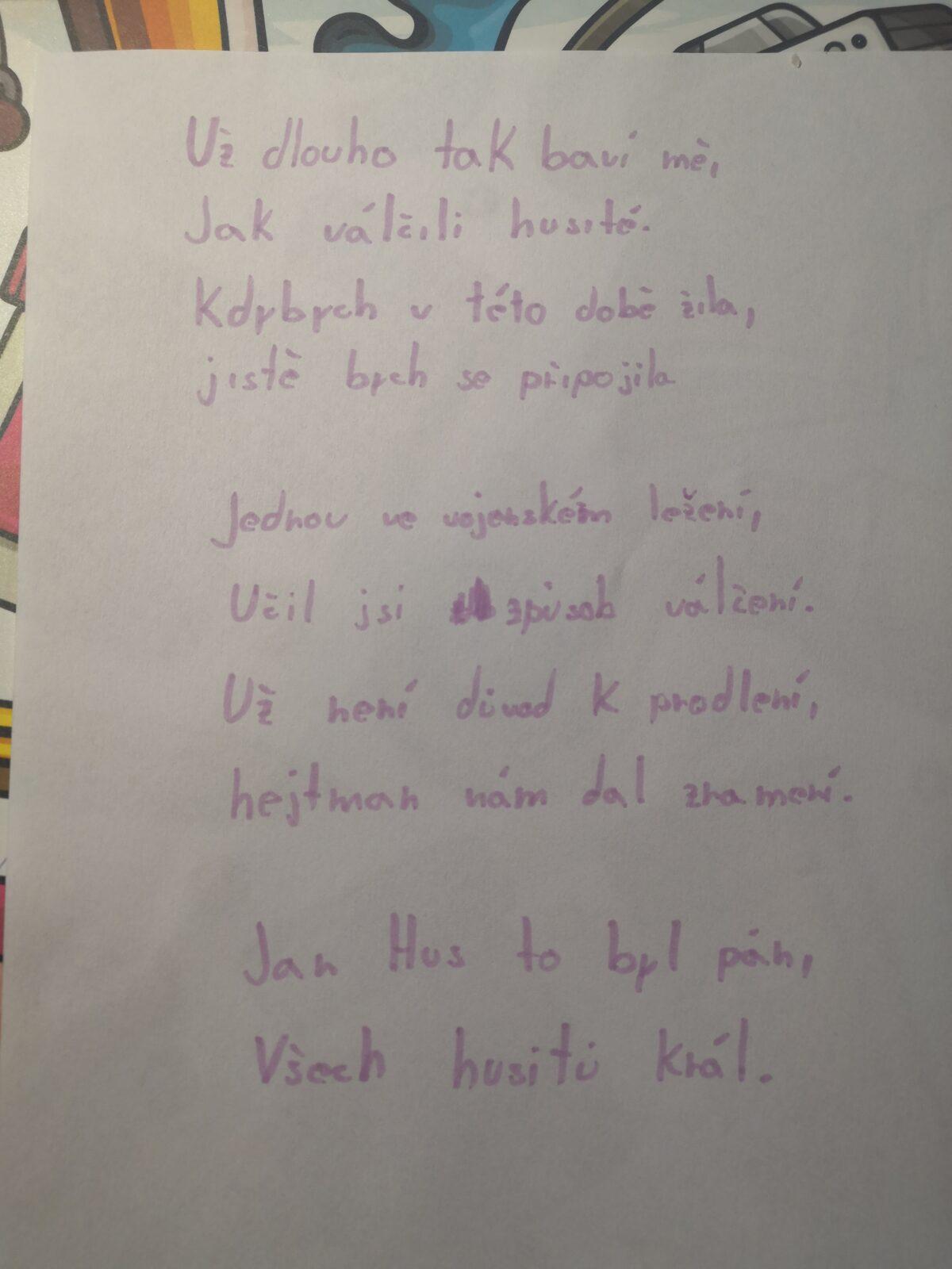 Husité v básničkách našich sedmáků - 8